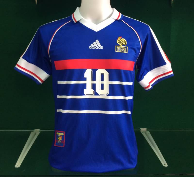 Zidane Kit - France Jersey 1998 | Zidane 90s Retro French Football  : Pepe's kit number is 